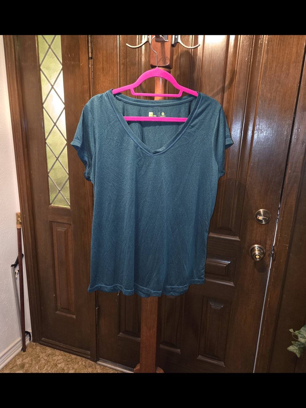 Xersion Teal V-Neck Short Sleeve Top